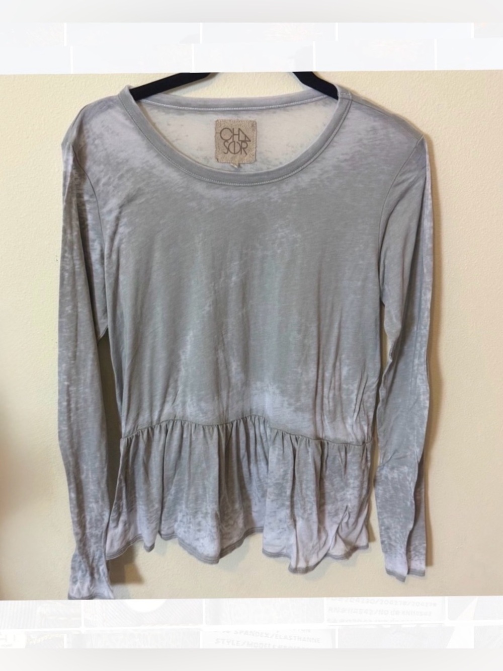 Chaser Burnt Soft Gray Long Sleeve Top